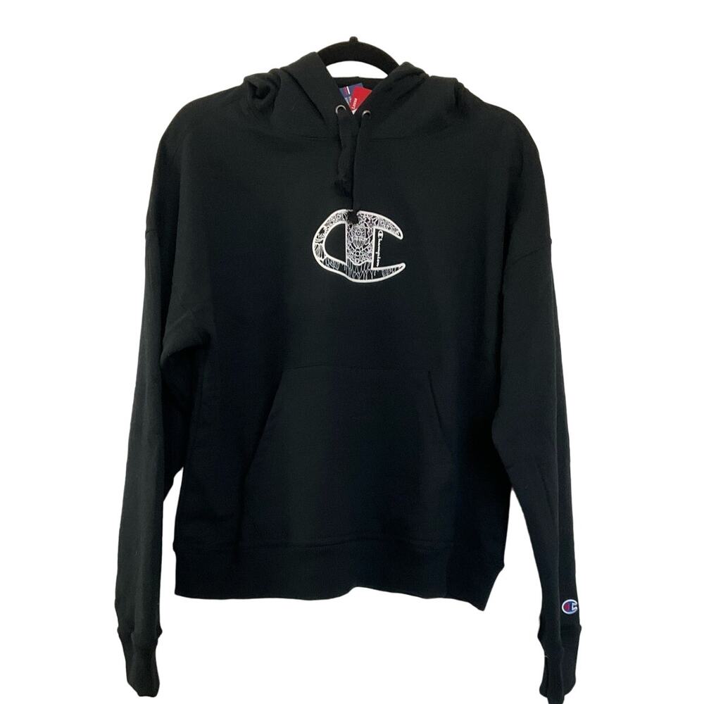 CHAMPION HOODIE SWEATSHIRT LOOSE FIT BLACK SIZE MEDIUM NWT